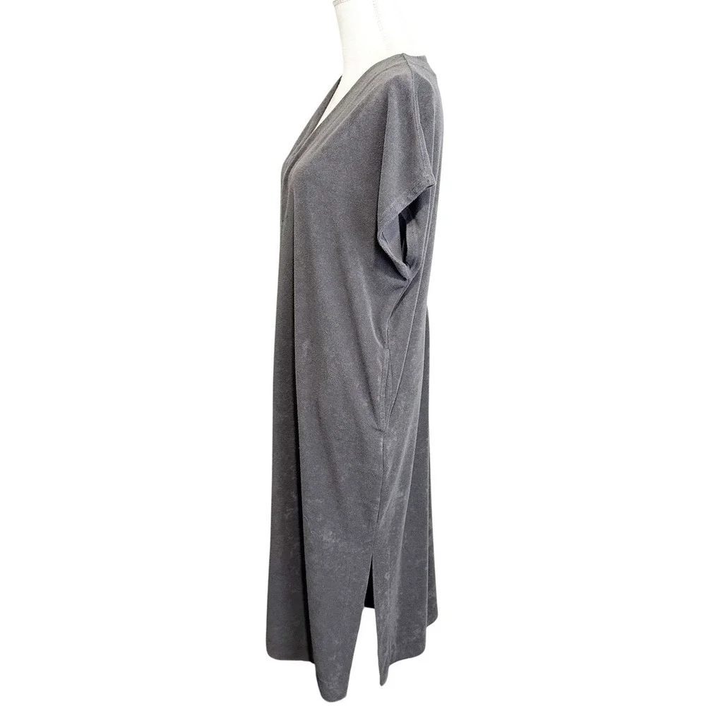 Barefoot Dreams Beach Cozy Terry Caftan Size Small in Carbon Gray Resort Cruise